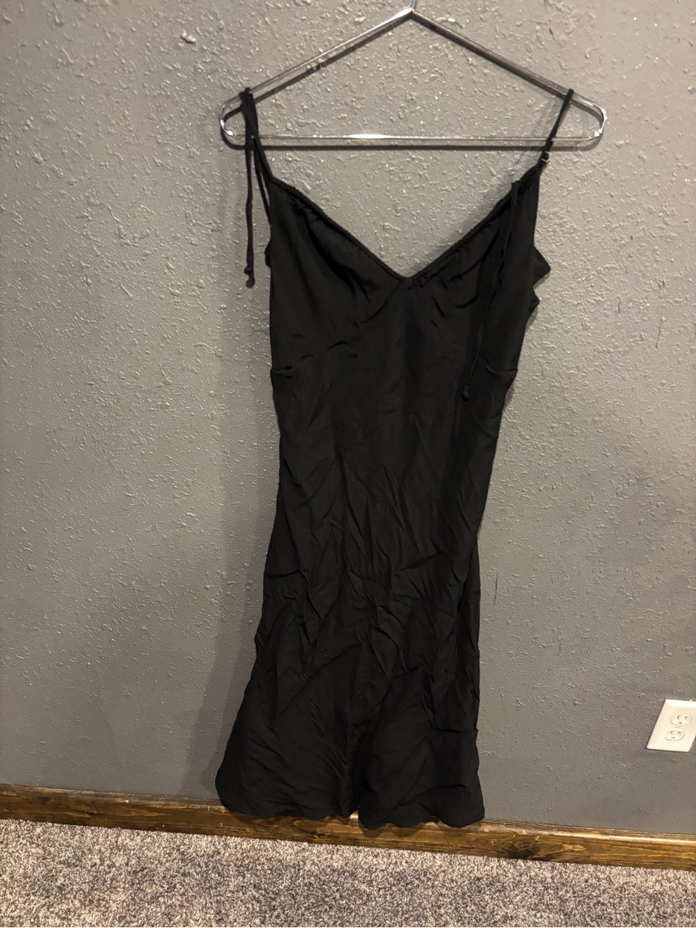 wild fable Black Midi Slip Dress with Spaghetti Straps